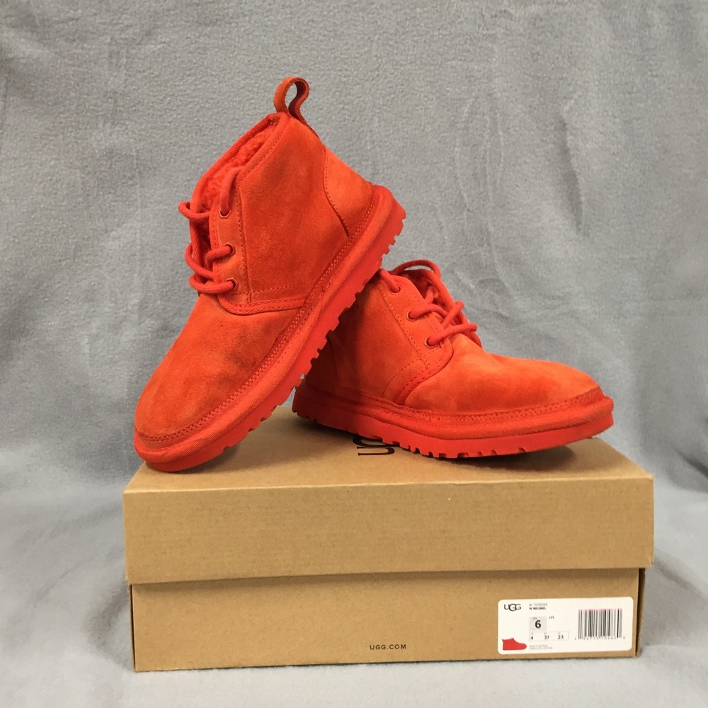 UGG Neumel Orange Suede Lace Up Boots 1094269 Womens 6